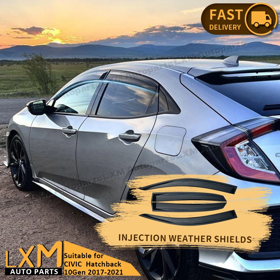 Luxury Weather Shields Weathershields for Honda Civic Hatchback 2017-2021 — 第 1/4 张图片