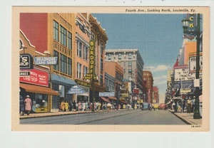POSTKARTE STRASSENSZENE VIERTE ALLEE BLICK NACH NORDEN LOUISVILLE KENTUCKY - Bild 1 von 2