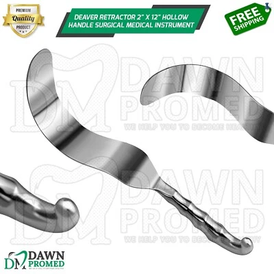 Deaver Retractor 2" X 12" Hollow Handle Surgical Medical Instrument German Grade - Image 1 of 4