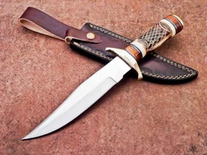 12" UNIQUE CUSTOM HANDMADE D2 STEEL BLADE BOWIE HUNTING KNIFE - SHEATH - TR-890 - Picture 1 of 10