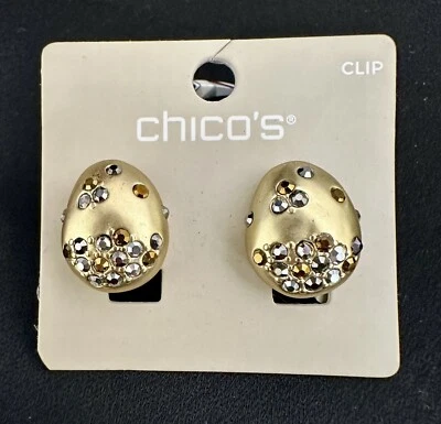Pendientes de clip de pepita de oro con cuentas de cristal de Chico/botón Cory Foto 1 de 4