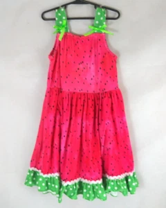 Adorable Sleeveless Watermelon Dress With Bow Accents Girls Size XXL - Picture 1 of 4