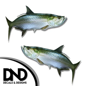 Tarpon - Fisch Aufkleber Angelgeräte Box Autoaufkleber "3 Zoll SET" F-0820 D& - Bild 1 von 1
