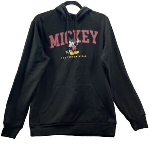Disney Mickey Mouse Junior Hoodie Size Small BLACK RETRO SWEATSHIRT PULLOVER