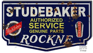 STUDEBAKER ROCKNE AUTHORIZED SERVICE 23.5" HEAVY DUTY USA MADE METAL ADV SIGN - Picture 1 of 1