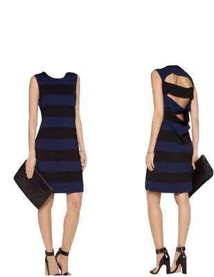 Nuevo sin etiquetas Vestido Derek Lam 10 Crosby Corte Rayas Azul Marino/Negro Talla Pequeña Foto 1 de 4