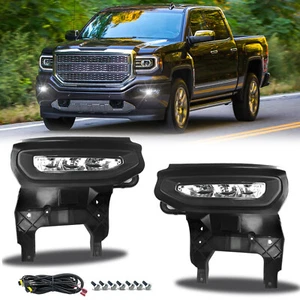 For 2016 2017 2018 2019 GMC Sierra 1500 LED Fog Lights Front Bumper Lamps - Picture 1 of 7