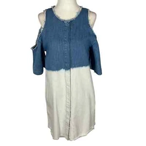 ZARA GIRLS CHAMBRAY TWO TONE COLD SHOULDER SHIRT DRESS GIRLS SIZE 11/12 - Picture 1 of 11