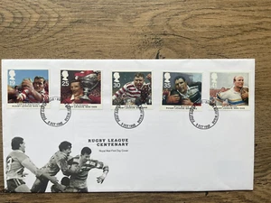 FDC Set Rugby League Stamps Hull Wigan Warrington Salford Hudderrfield Football - Picture 1 of 2