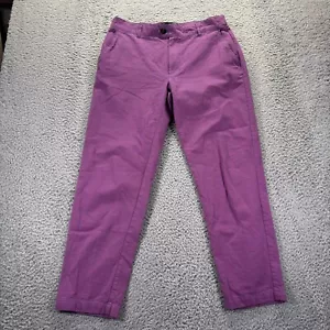 Houston White Chino Pants Mens 34x29 Purple Geometric Cotton Straight Golf - Picture 1 of 9