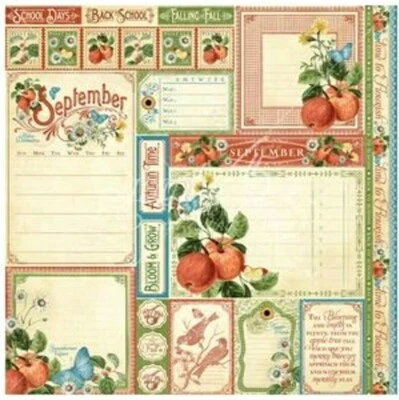 Graphic 45 Time to Flourish Collection School 12" September Cut Apart Cardstock