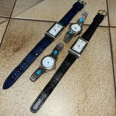 4-Cantidad Damas Relojes de Cuarzo Estilo Tanque y Redondos con Acentos de Piedra 22-25mm Foto 1 de 4