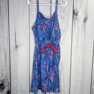 Wellie Kate Size 10-12T Girls Blue Fireworks 4th Of July Tank Dress - Picture 1 of 3