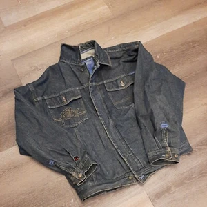 vtg Xxl 90s Y2k FUBU Denim Jean Jacket men 2XL embroidered xxl spellout Logo - Picture 1 of 9