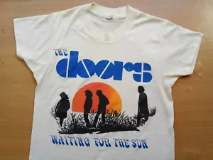 Vintage 1970s THE DOORS WAITING FOR THE SUN T Shirt Cotton White SG248 - Picture 1 of 3