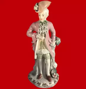 Cordey Porcelain Figurine Colonial Man Large 14” Vintage 1940 Lace Signed - Picture 1 of 13
