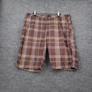 Fox Racing Hydro Series Trunks Shorts Mens 36 Brown Plaid Boardshorts Swim Beach - Picture 1 of 18