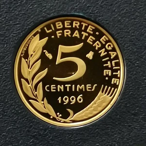 5 CENTIMES MARIANNE 1996 4 PLIS BE BELLE PROOF 5319 Ex. FRANKREICH / UNC ISSUE DU - Bild 1 von 2