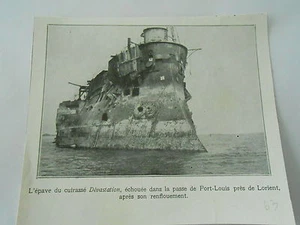 Epave du Cuirassé Dévastation échoué dans la passe de Port Louis Image Print 20è - Picture 1 of 1