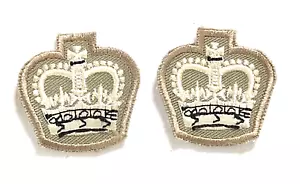 Insignia del ejército británico sargentos rango corona insignia tela insignia QC EIIR 36mm par - Imagen 1 de 8