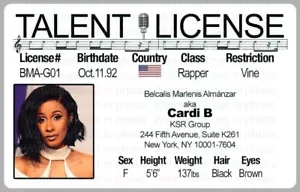 Cardi B New York NY Lizenzkarte Neuheit Ausweis - Bild 1 von 1