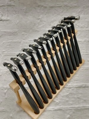 Set of 13 Texture Forming Hammers with Wooden Stand Forming Hammers Set - Image 1 of 4
