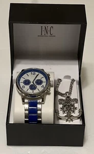 INC International Concepts Watch- Silver & Blue Watch & Anchor Pendant Necklace - Picture 1 of 3