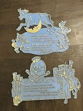 Invicta 1969 Nursery Rhyme Plaques Humpty Dumpty & Cow Jumped Lot of 2 /England