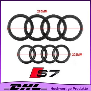 Für Audi A7 S7 bis 2019 285mm+202mm+S7 Deko V+H Schwarz Ringe Emblem Kofferraum - Bild 1 von 4