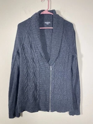 Cárdigan Eddie Bauer Grande Para Mujer Suéter Cremallera Cable Tejido Grueso Gris Informal Foto 1 de 4