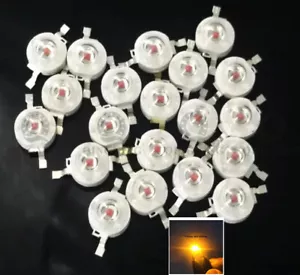 100pcs 3W Giallo 590-595nm 700mA 3.2-3.6V LED Alta Potenza Lampada Perlina 20mm PCB - Foto 1 di 13