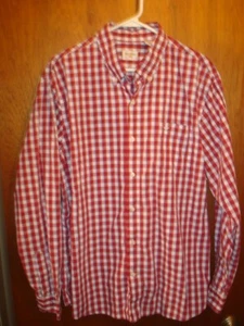 Dockers Shirt Mens XL Red Plaid Long Sleeve Button Down Cotton Blend - Picture 1 of 7