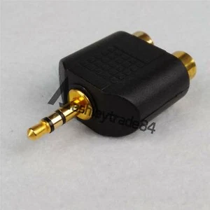 1PCS 1/8" 3.5mm Stereo Mini Plug to dual 2×RCA Female Jack Splitter - Picture 1 of 3