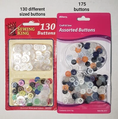Sewing King & Allary Button Assortment for sewing projects/crafts ~ 300+ Buttons - Image 1 of 2