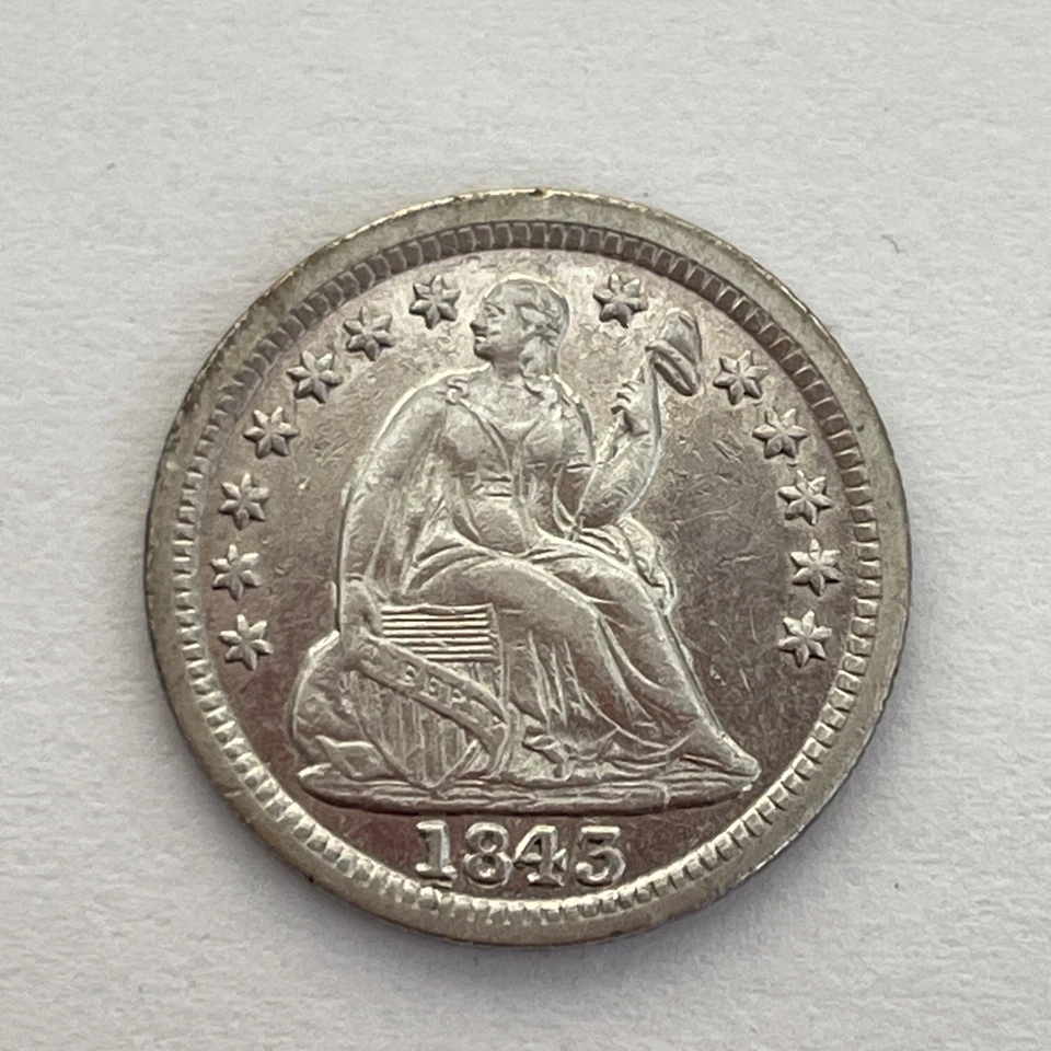 1843 Seated Liberty Half Dime Uncirculated U.S. Type Coin (Raw15339) You Grade!! - Image 1 of 2