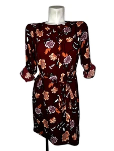 Neu LOFT Damen-Shirtkleid Größe XS weinrot bedruckt Polyester Roll-Etikett LS neu mit Etikett - Bild 1 von 10