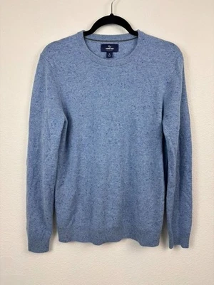 Lands' End men's small 34-36 fine gauge cashmere sweater heather blue donegal - Image 1 of 4