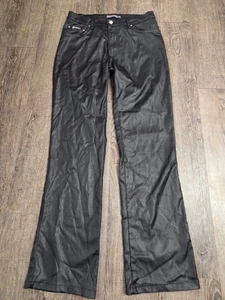 Bubblegum USA Y2K Rocker Print Hose schwarz satinartig Kunstleder Stretch 28x29 - Bild 1 von 6