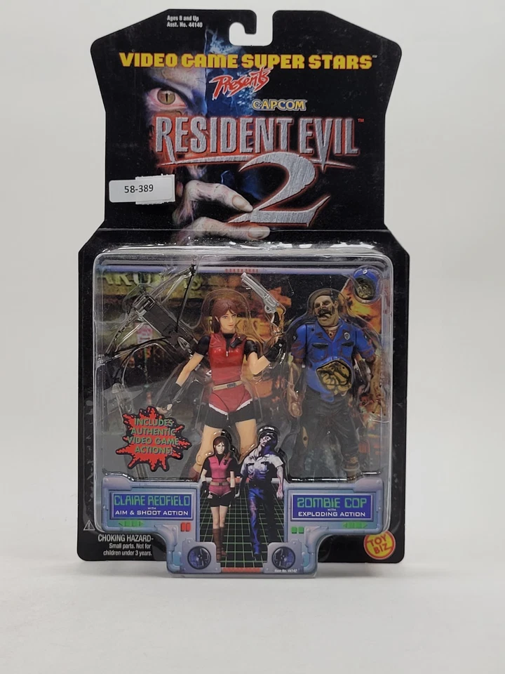 Capcom Resident Evil 2 CLAIRE REDFIELD & ZOMBIE COP Figures ToyBiz 1998
