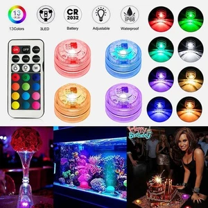 4/8/10x Submersible LED Lights RGB Underwater Light Swimming Pool Pond Fountain - Picture 1 of 17