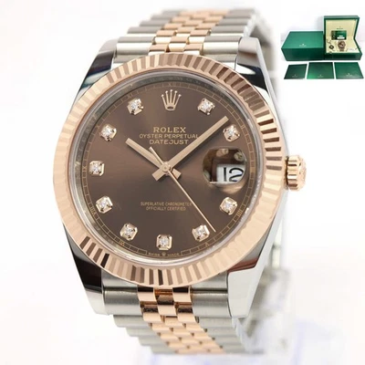 Nuevo Rolex Datejust 126331 2025 41 mm diamante chocolate 18 quilates Rg caja de dos tonos papeles Foto 1 de 4