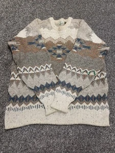 Vintage Quill's Ireland Jumper Men XL Wool White Beige Blue Fair Isle Nordic - Picture 1 of 10
