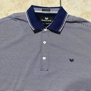 Polo Buttercloth viola blu a righe cotone ghiacciato uomo taglia large - Foto 1 di 4