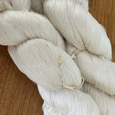 YARNONCONE TWO HANKS 200g STUNNING SUPER FINE 2/60NM PURE SILK LACE YARN UNDYED NATURAL NEW
