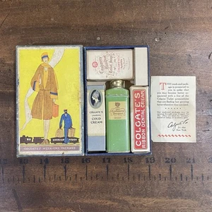 Antique Colgate's Weekend Package Vintage 1920s Cashmere Bouquet Soap Cold Cream - Picture 1 of 9