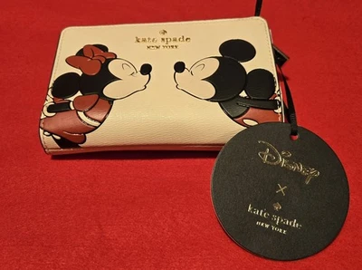 KATE SPADE DISNEY MICKEY AND MINNIE MOUSE BIFOLD WALLET AUTHENTIC BRAND NEW! - Photo 1/4