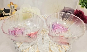 Vintage Walther Glass Etched Crocus Set Of 2 Bowls In Original Box  - Picture 1 of 11