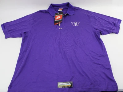Vintage 90's University of Washington Huskies Nike XL Purple Polo Shirt w/ Tags - Image 1 of 4