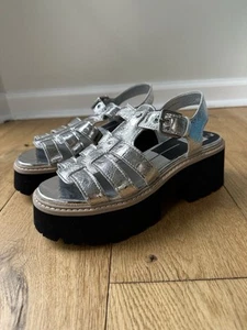 NWT Dolce Vita Latice Fisherman Sandal PlatformLeather silver Womens 8 - Picture 1 of 12