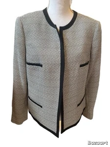 Kasper Black/White Lined Blazer Womens Size 12Faux Front Pockets Business Casual - Picture 1 of 4